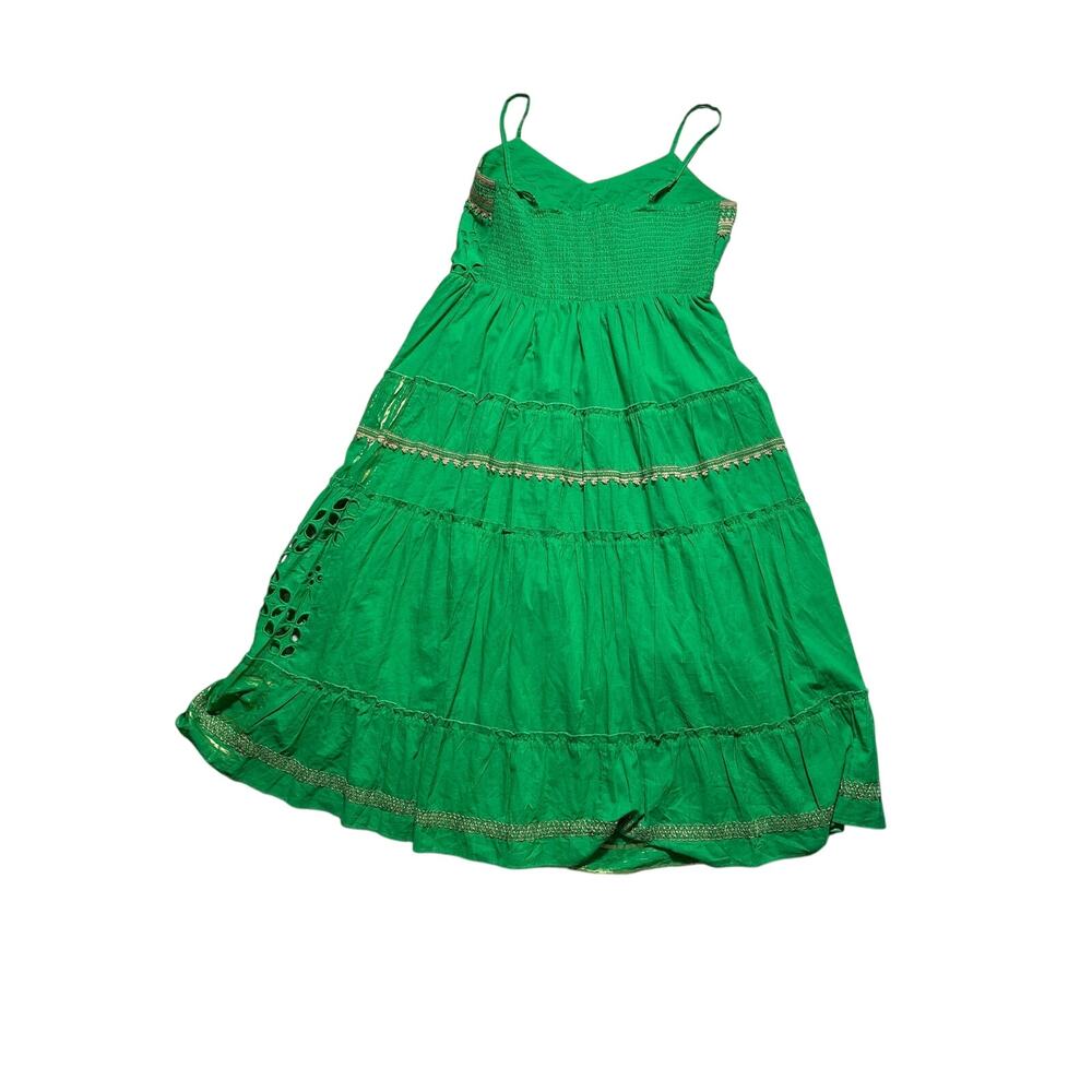Farmers Market Green Cotton Eyelet Midi Dress Size L - Picture 8 of 9